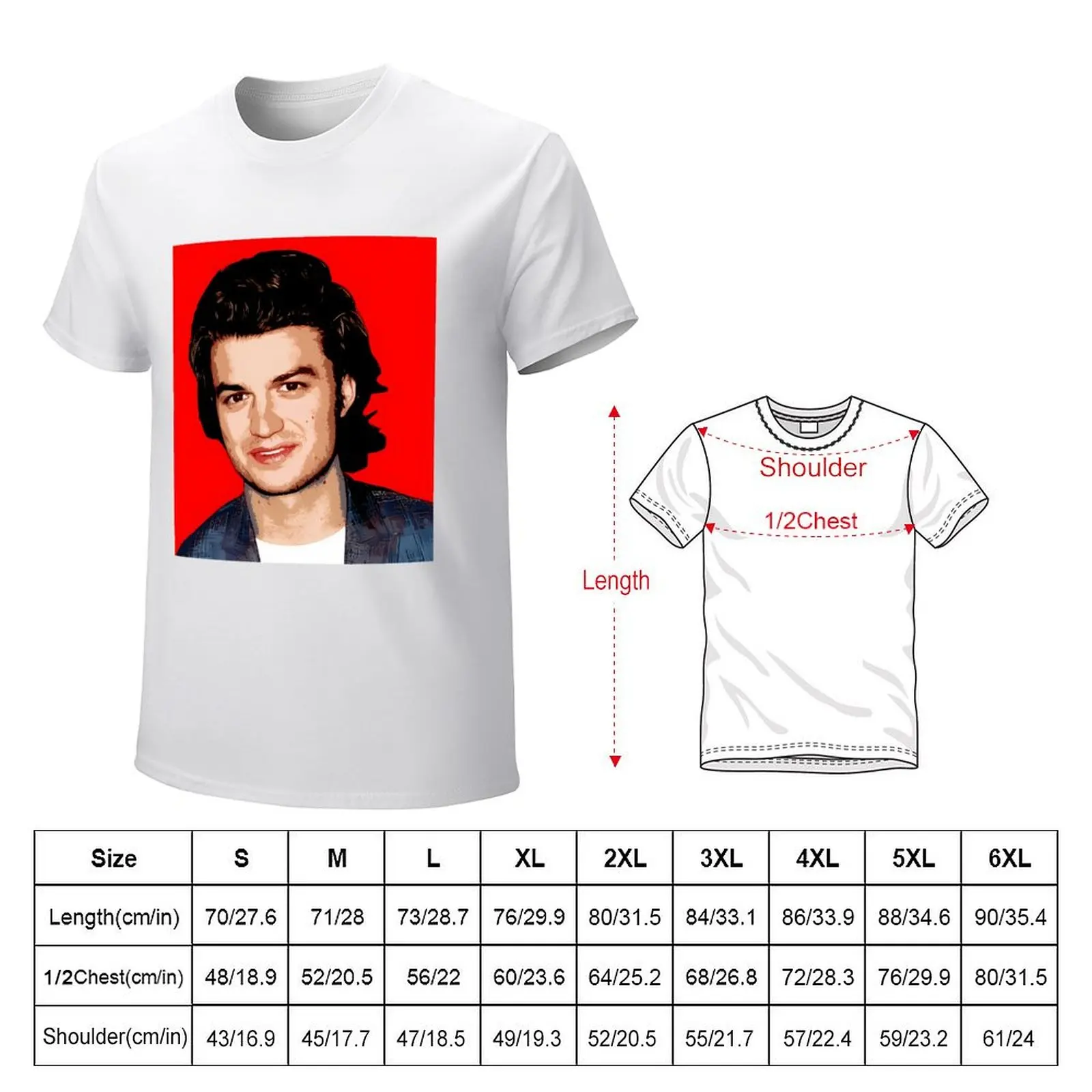 Joe Keery Retro T-shirt anime aesthetic clothes men clothings