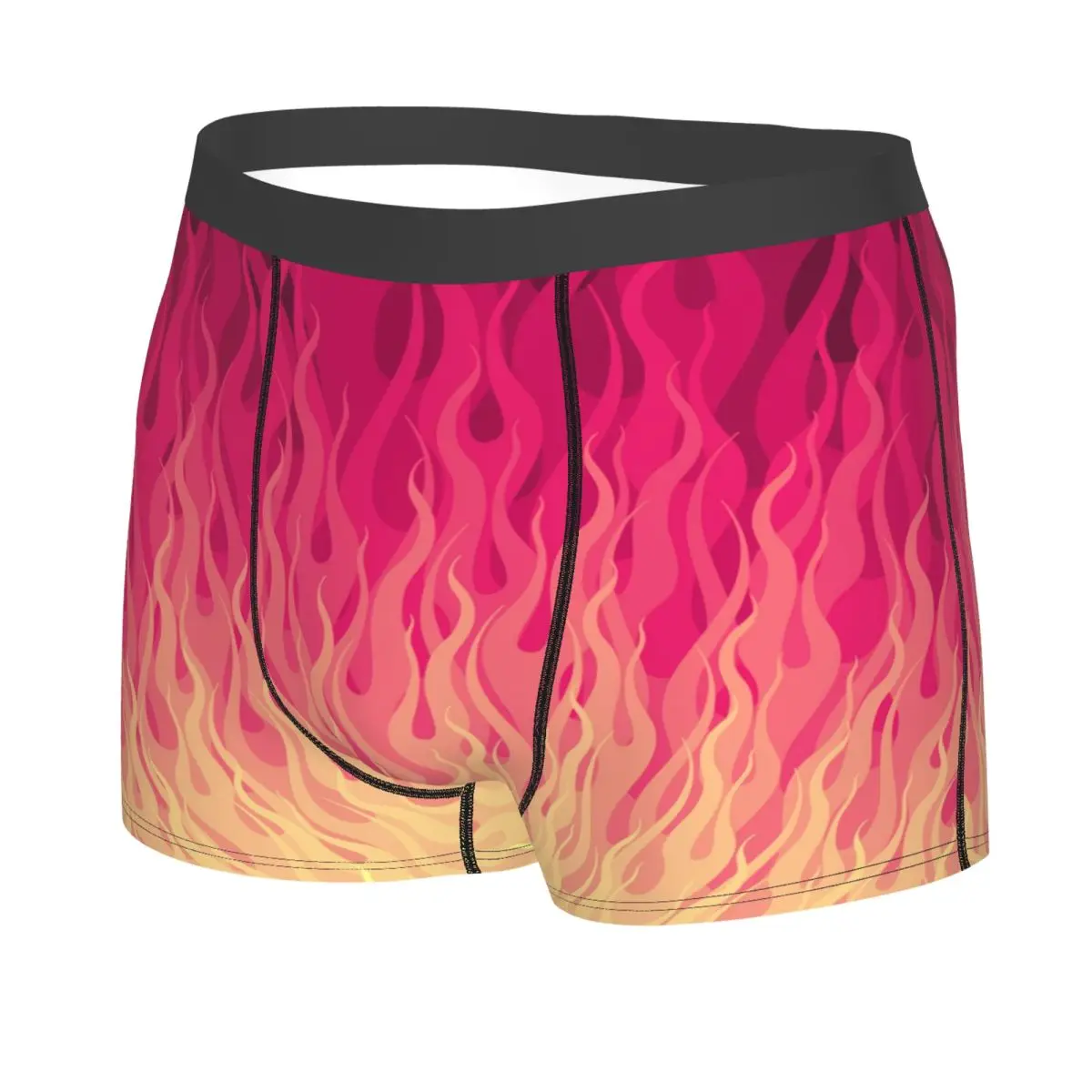 Custom Pink Burning Flames Fire Pattern Boxers Shorts Men Briefs Underwear Fashion Underpants
