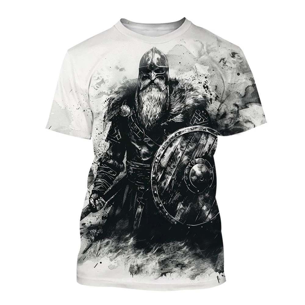 New Men\'s Black and White Line Tattoo Pattern 3d Short-sleeved T-shirt Tops Street Hip-hop Harajuku Cool T-shirt