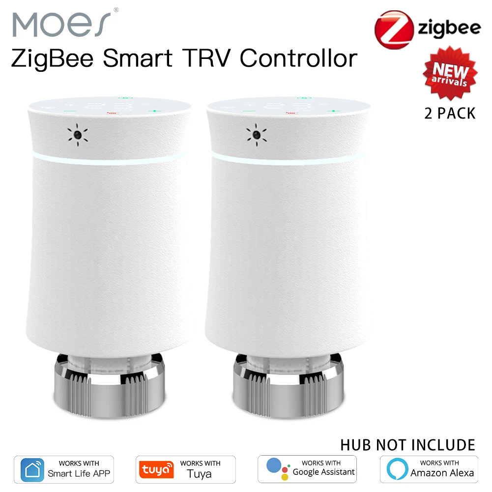 MOES ZigBee3.0 TRV Tuya Radiator Actuator Valve Smart Programmable Thermostat Temperature Heater Control Alexa google home voice