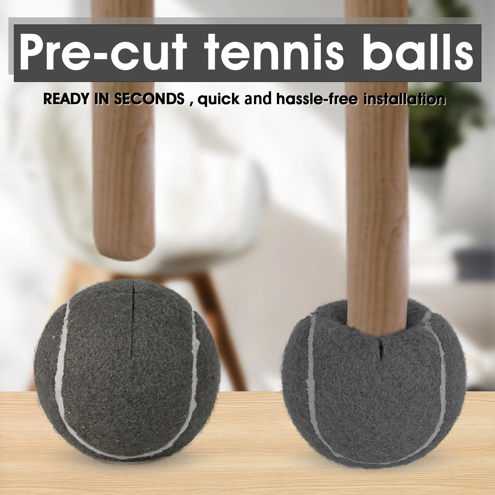 4 PCS Precut Walker Tennis Balls for Furniture Legs and Floor Protection Heavy Long Lasting Felt Pad Glide Coverings