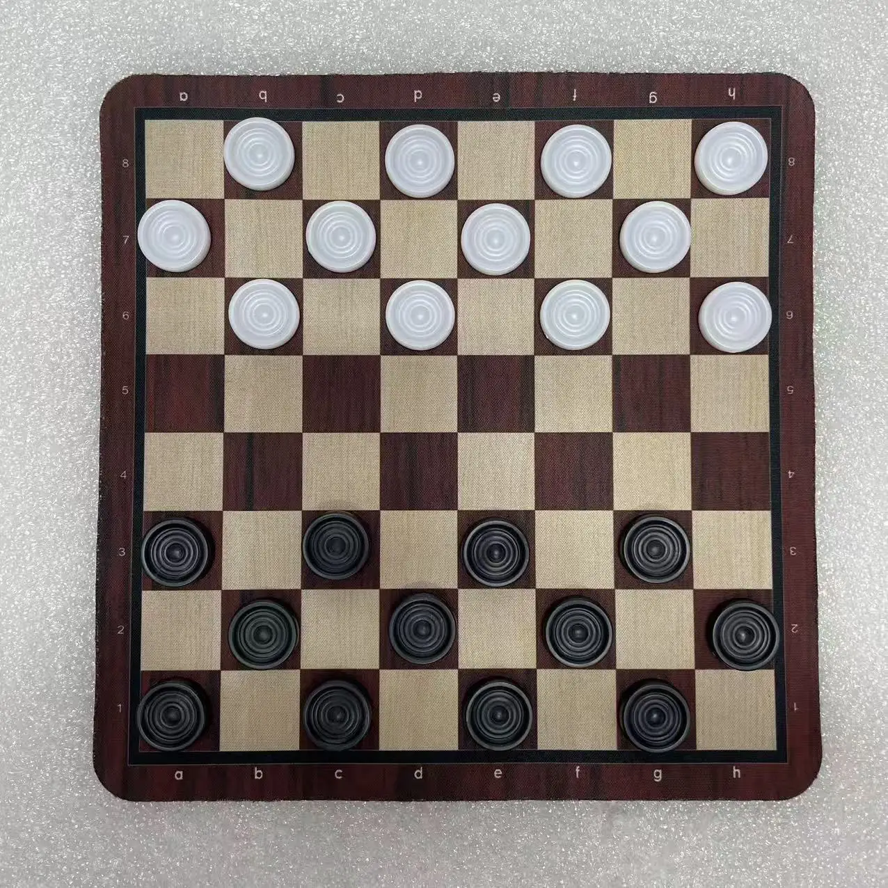 Checkers Set, Includes: 24cm/9.45inch board mat,  12 Black And 12 White Checkers Pieces (0.91inch in Diameter) (24pcs Total)