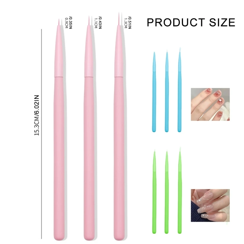 3 Teile/satz Nagel Malerei Pinsel Stift Nägel Kunst Liner Pinsel für Linie Details Dropship