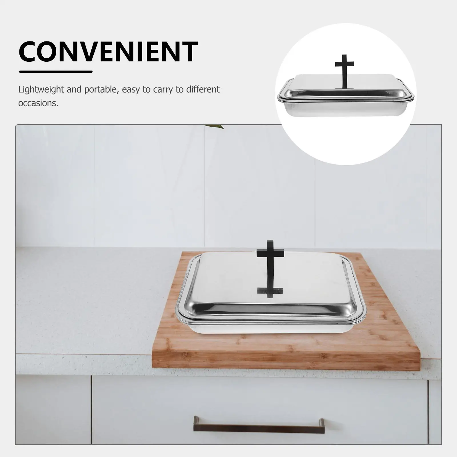 Communion Cup Tray Stainless Steel 12x8 40-Hole Secure Rack Covered Plate for Church Worship Eucharist Sacrament Supplies