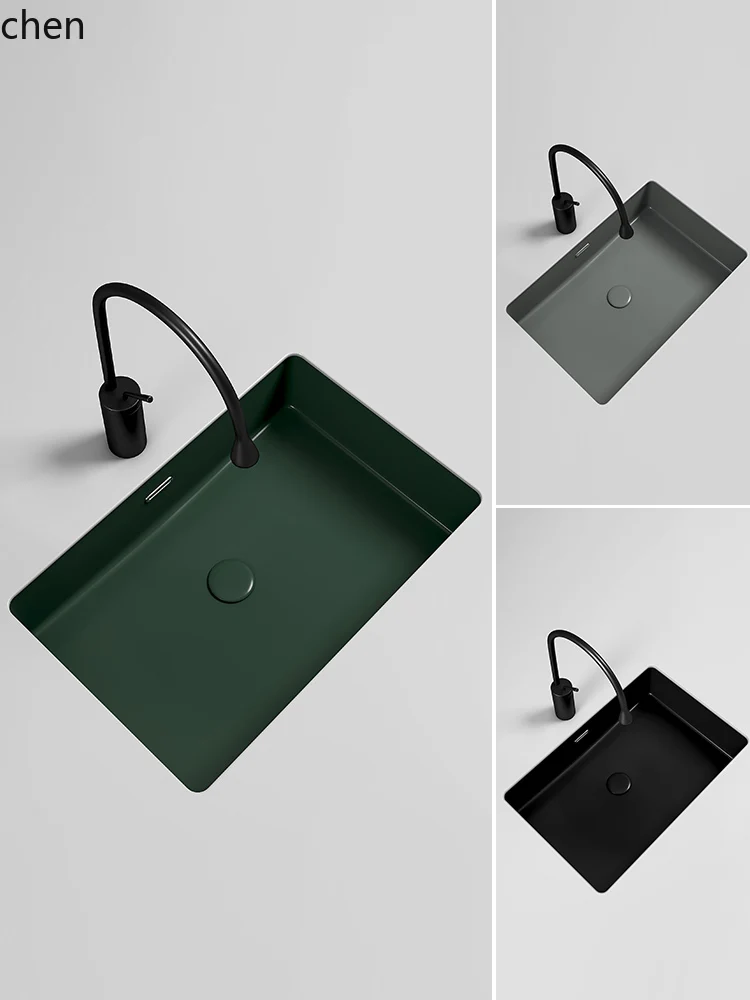 

QZT Square Undercounter Basin Sink Embedded Ceramic Wash Basin for Home Balcony Bathroom
