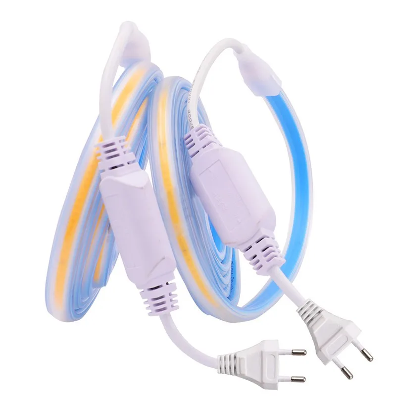 AC 220V COB LED Strip Light 360Leds/m Flexible Silicone Neon Light Waterproof Neon Strip 3000K 6000K with EU/US Power Plug