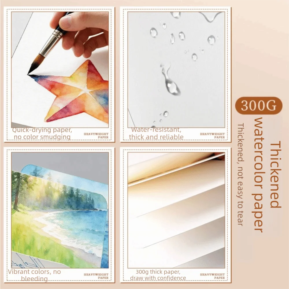 Thick Paper Watercolor Sketchbook Acid-Free Paper 300gsm Paper Painting Book Square Size Compact Size Marker Drawing Pad