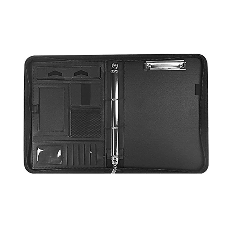 

A13E-A4 Zipper Calculator Binder Conference File Pad Folder Briefcase Tablet Portable Circular Handle File Bag