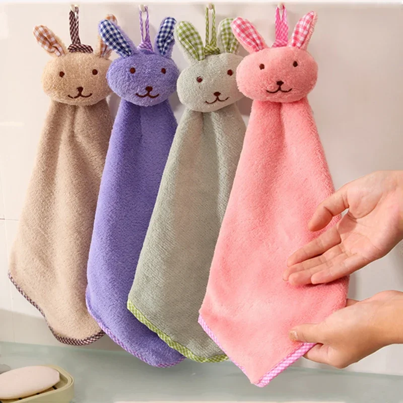 Coral Velvet Bathroom Supplies Soft Hand Towel Absorbent Cloth Dishcloths Hanging Cloth Kitchen Accessories Cars Cleaning Cloth