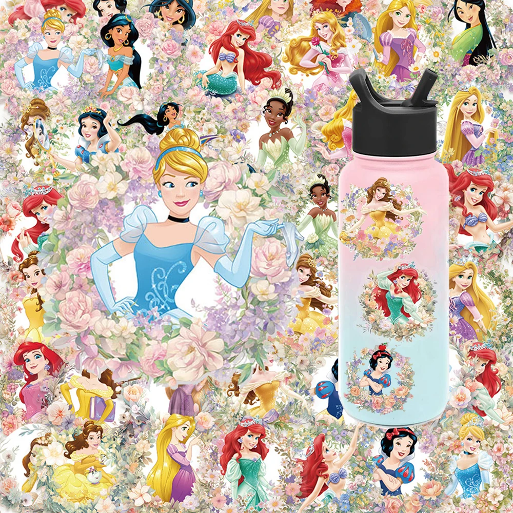 10/30/50pcs Disney Leuke Bloemen Prinses PET Stickers Esthetische Speelgoed Sticker voor Koffer Notebook Kawaii meisje Gift Sticker Decor