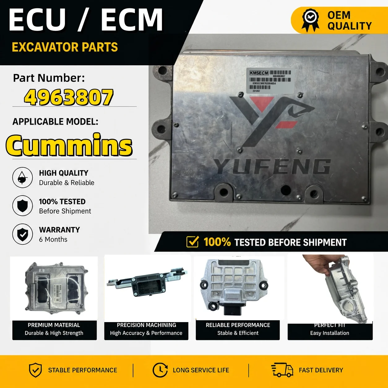 Original Electronic Control Module ECM 4963807 P4963807 CM876DC ECU Program Controller for Cummins CM876 M11 ISM11 QSM11