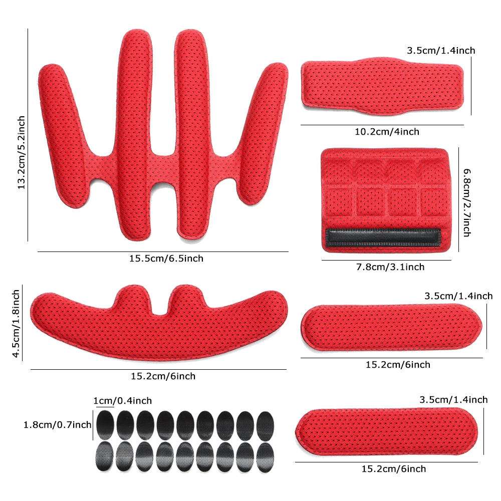 24Pcs/Set Helmet Inner Padding Kits Red/Black Foam Pads Set Sponge Protection Pad Universal Motorcycle Bicycle Helmet Accessory