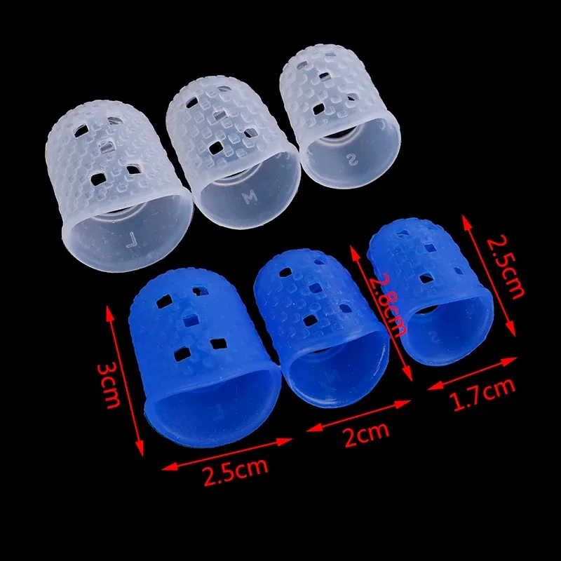 Transparent Blue Color 4Pcs/Set Silicone Finger Guards Guitar Fingertip Protectors For Ukulele Guitar S M L  Acoustic Guitar