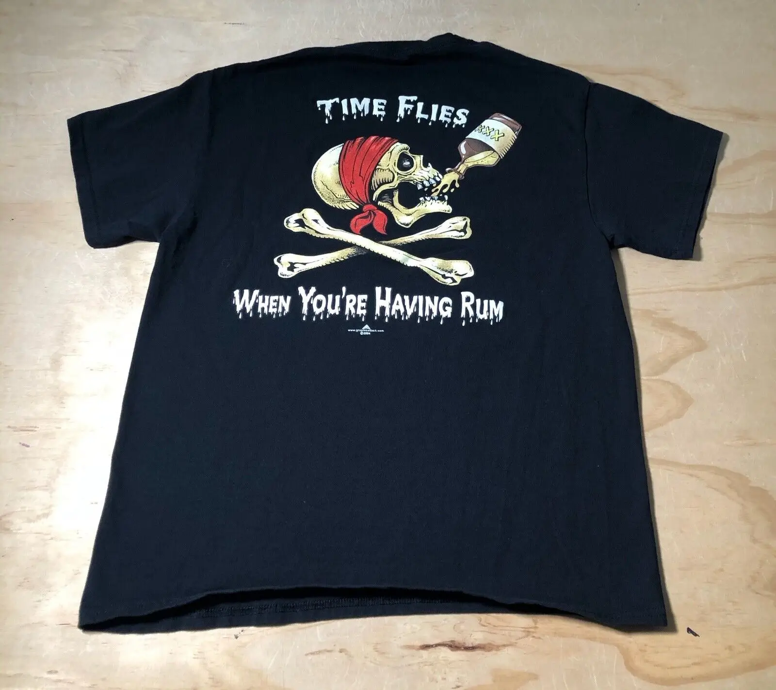 

Q285 San Diego Time Fly Äôs When You Äôre Having Rum Black T Shirt Skull Size Large