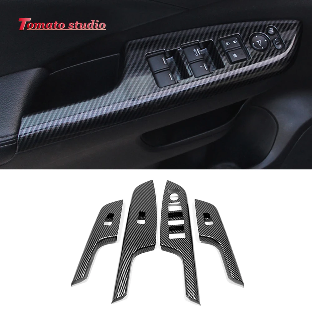 LHD For Honda CRV CR-V 2012 2013 2014 2015 ABS Black Car Interior Door Window Switch Panel Molding Cover Trim Accessories 4PCS