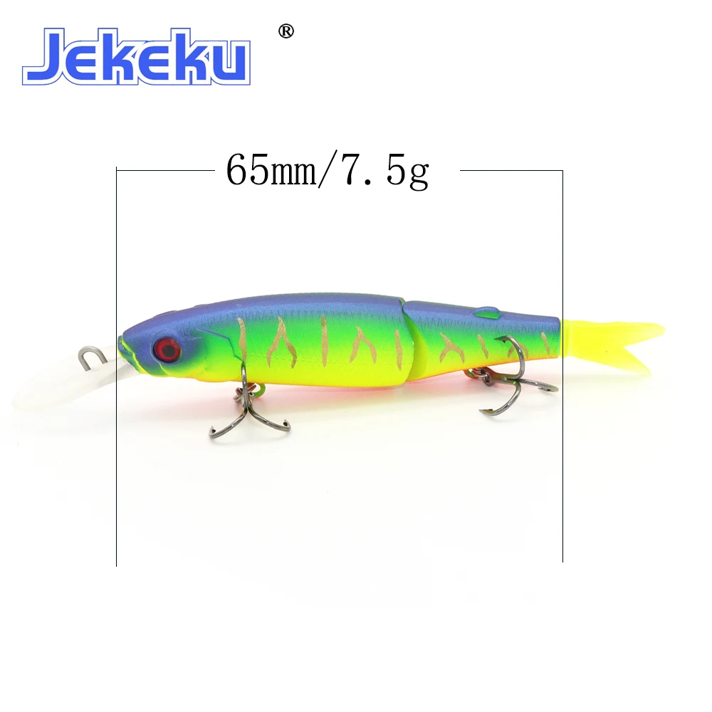 JEKEKU 1pc NEW Wobbler 65mm 7.5g Hard Minnow Bait Artificial Bait Swimbait with Tail magallon jointed bait for pike perch