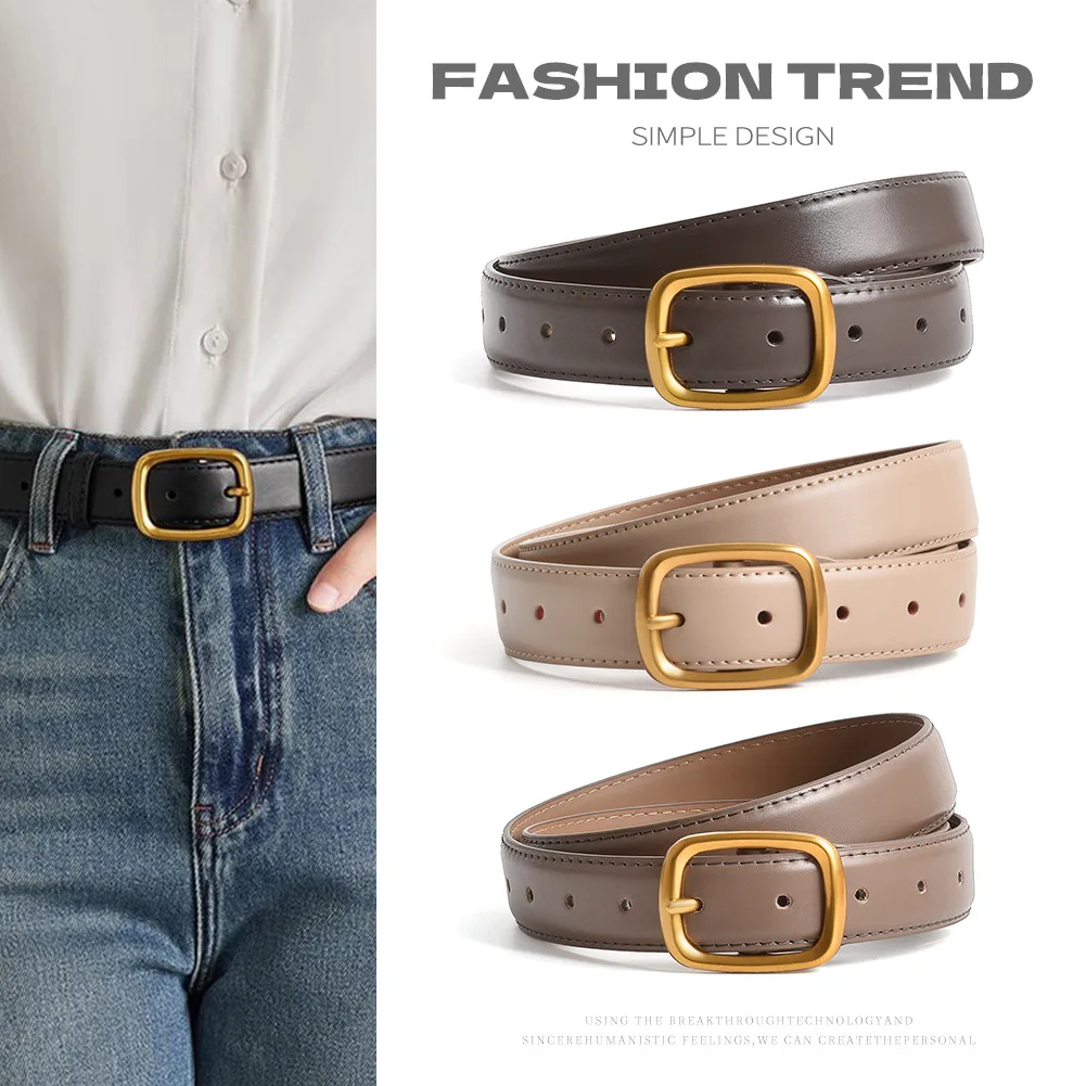 Ladies' antique leather belt, women's casual retro belt, women's versatile high-end women's cross-border exclusive denim belt