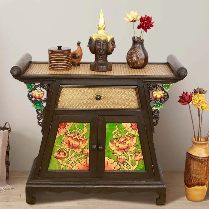 

Thailand Entrance Hall Entrance Cabinet Room Cabinet Southeast Asian Style Handmade Furniture Living Room Lotus Decoration