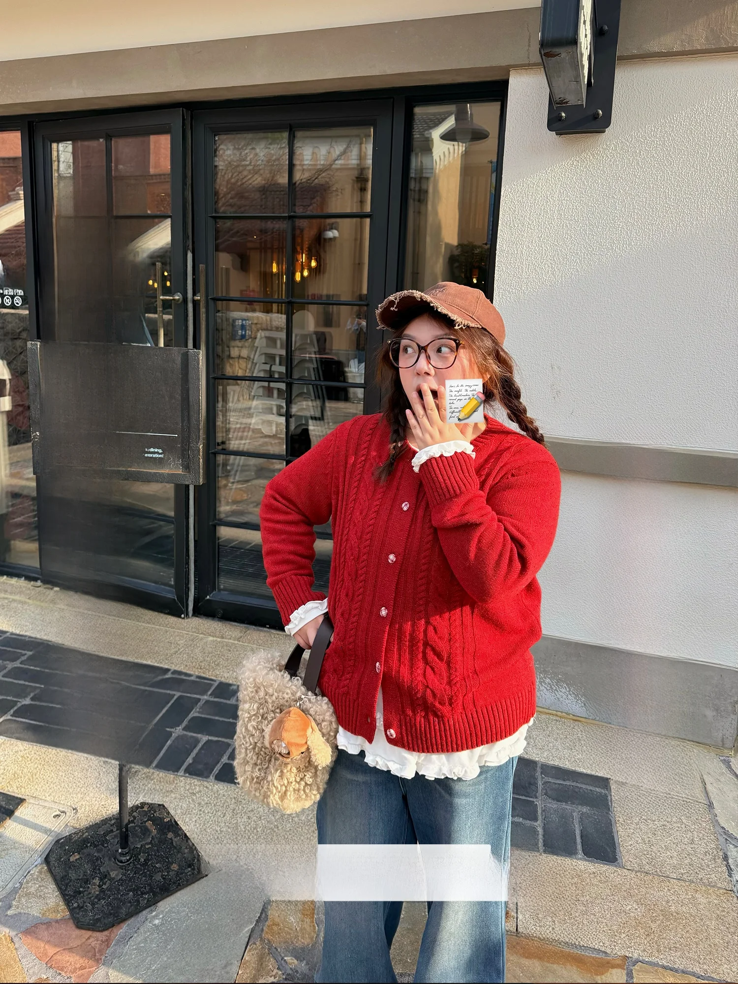 

Женский вязаный кардиган большого размера Lao Zhang и Little Fat PONGKIKI из шерсти, винтажный, простой, повседневный, с высоким воротом