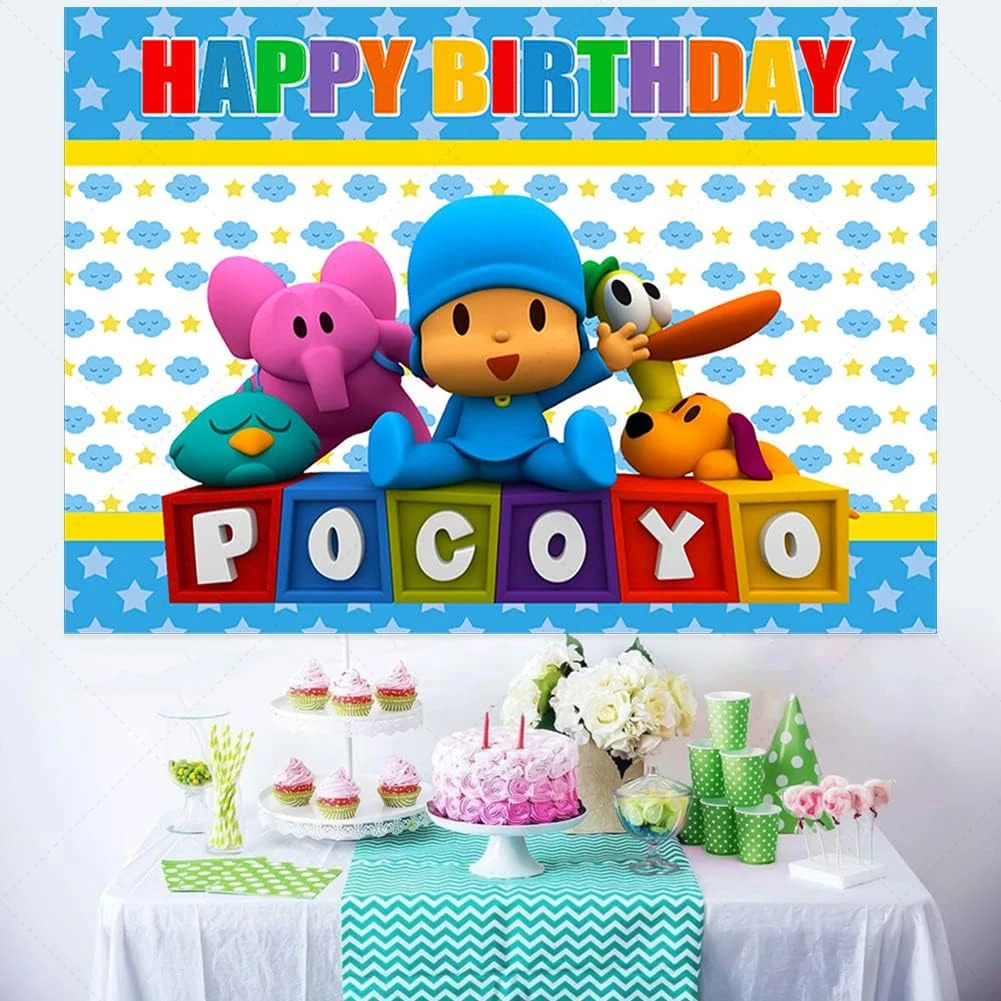 Pocoy0 Birthday Party Backdrop Banner Girls Boys Children Kids Cartoon Decoration Background Photography Background Custom Props