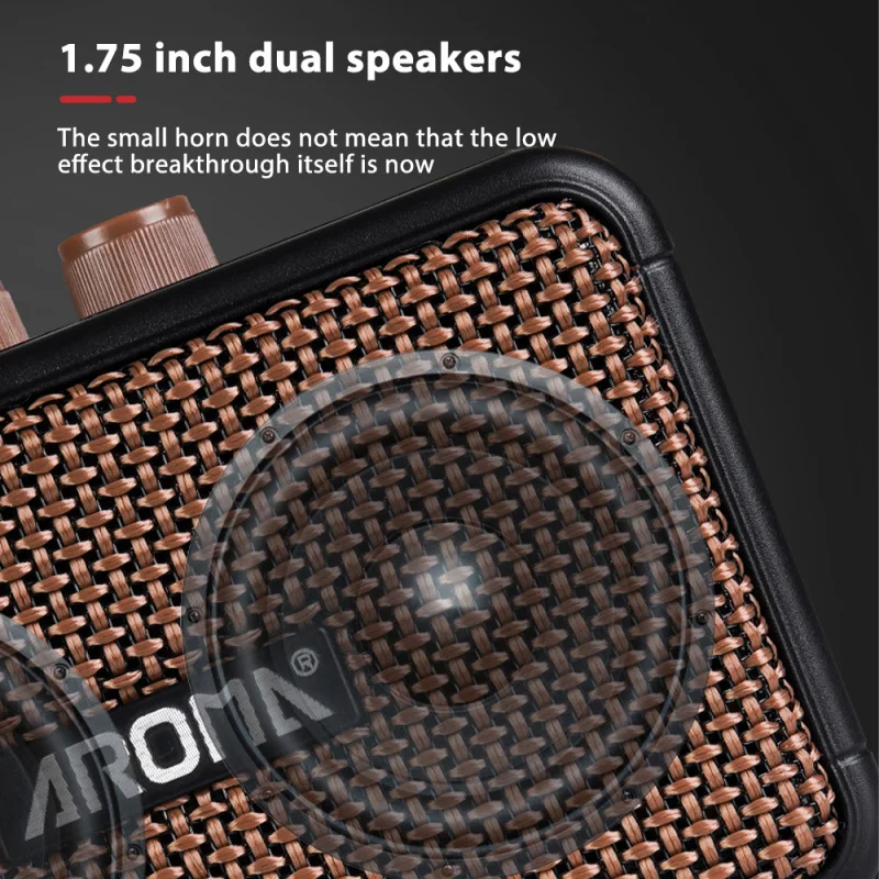 AROMA 5W Electric Guitar Speaker Desktop Speaker Clean and Overdrive 2 Sound Effects Support BT/Headphone Connection