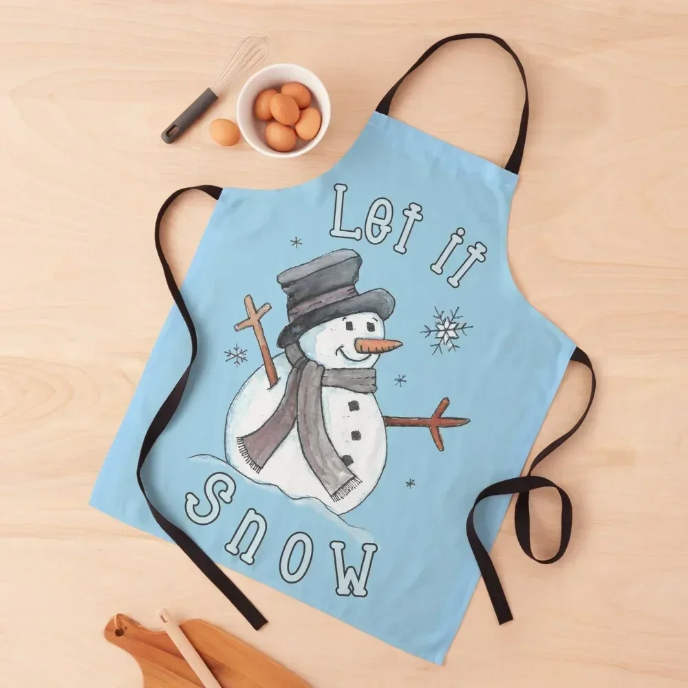 

Let It Snow Apron Things For The Home Kitchen New 2022 Year Chef Uniform Woman For Hairdresser Apron