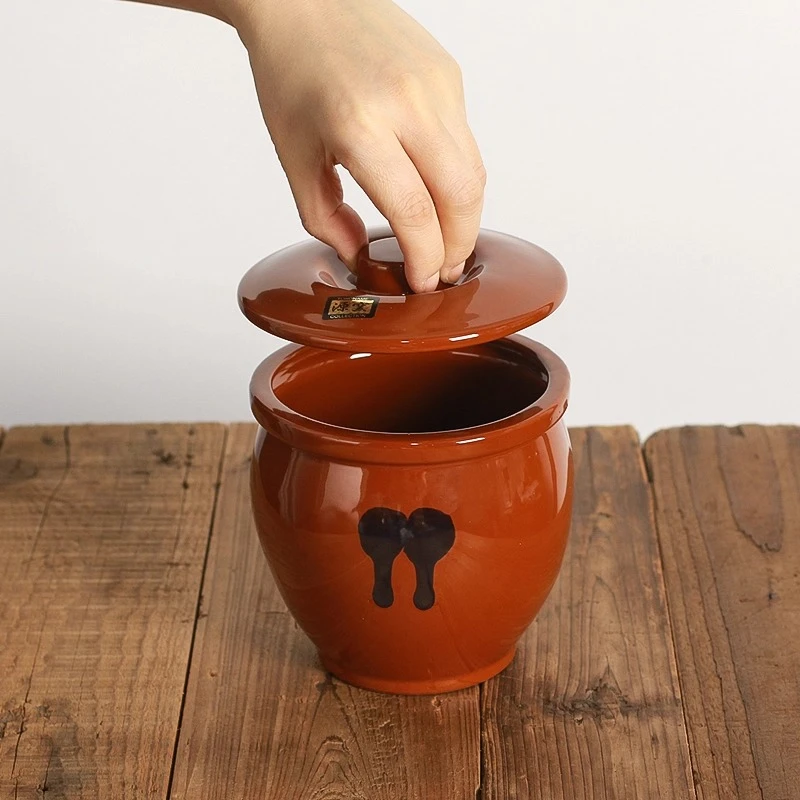 Traditional Japanese Tokoname Multi-Purpose Fermentation Pot Handmade Vintage Glaze Oil Pickling Crock for Kimchi Storage