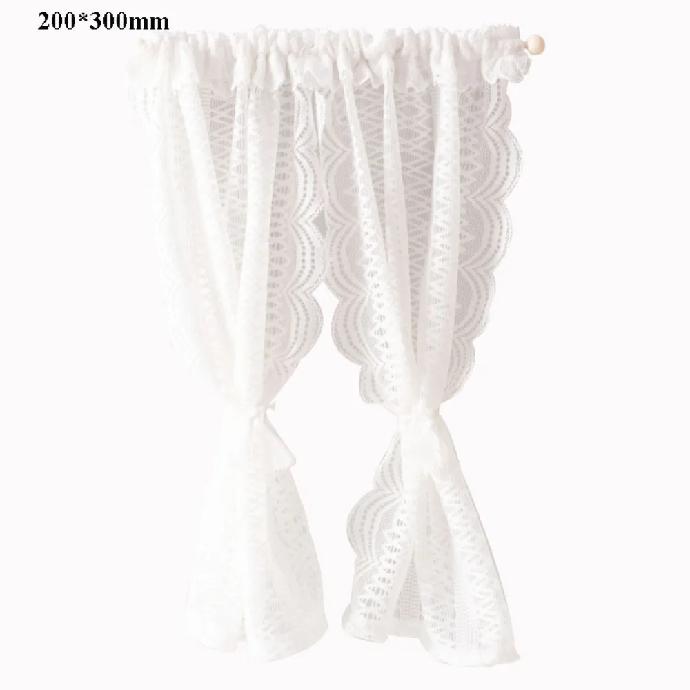 

New 1/12 Dollhouse Sweet Floral Curtains Model Lace Mesh White Simulation Floral Curtains Multistyles Furniture Decoration