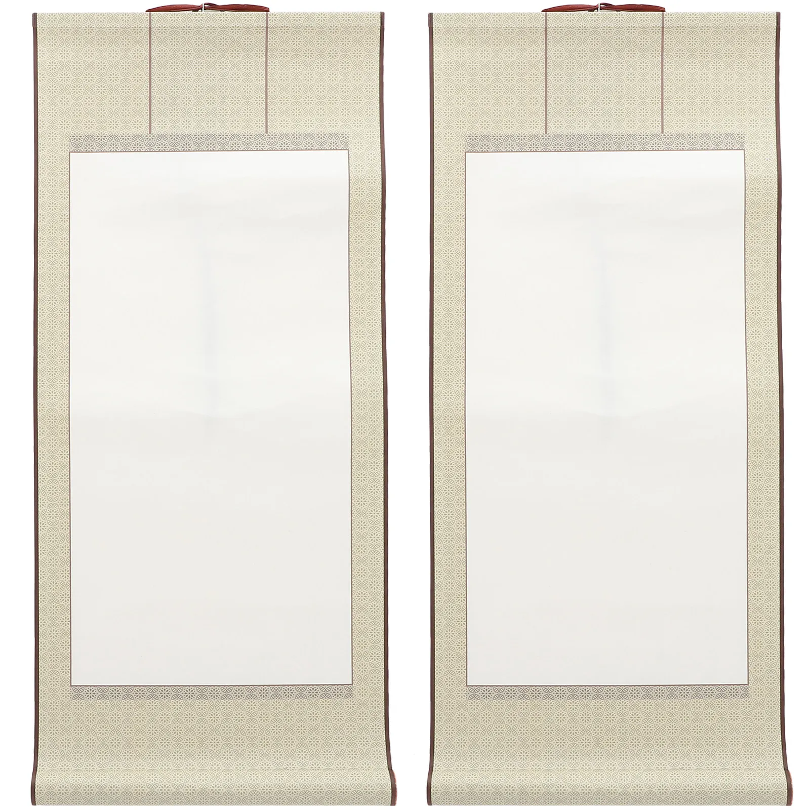 2Pcs Multi-Function Blank Scroll Chinese Painting Paper Calligraphy Practice Scroll Lightweight Foldable for Art Wall Hanging