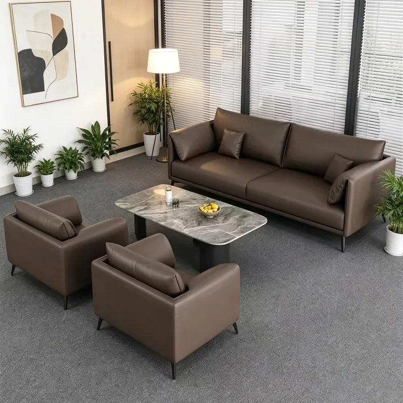 Foshan Factory's Luxury Modern Leather  Sofa Set Comfortable Customizable for Office Home Office Apartment or Living Room Use