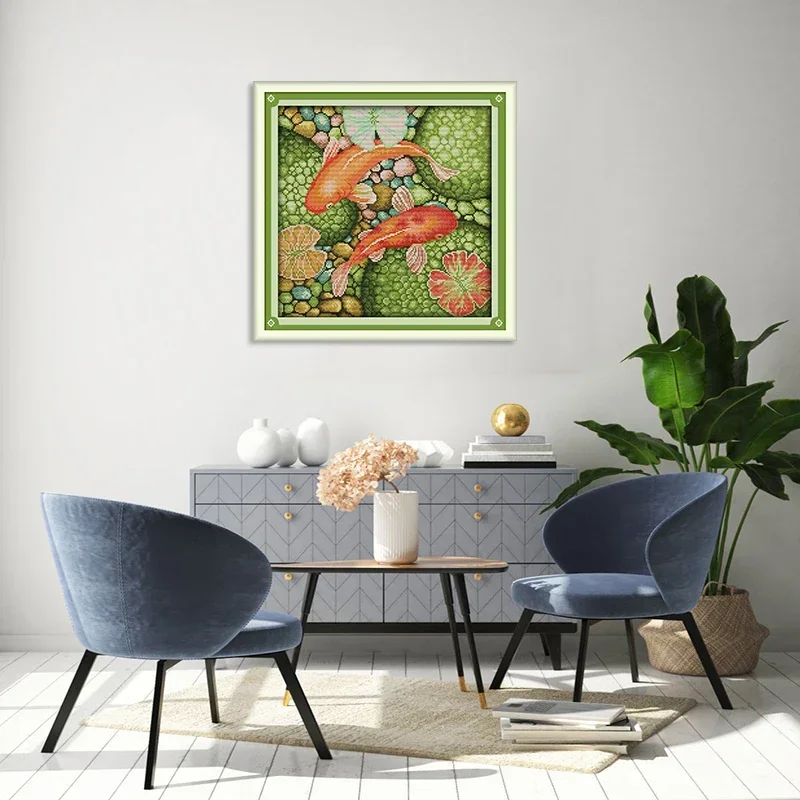 Joy Sunday Cross Stitch Kit The Red Carp HD Pattern DIY Embroidered Needle Set Counted Printed Canvas DMC Thread Aida 16/14/11CT
