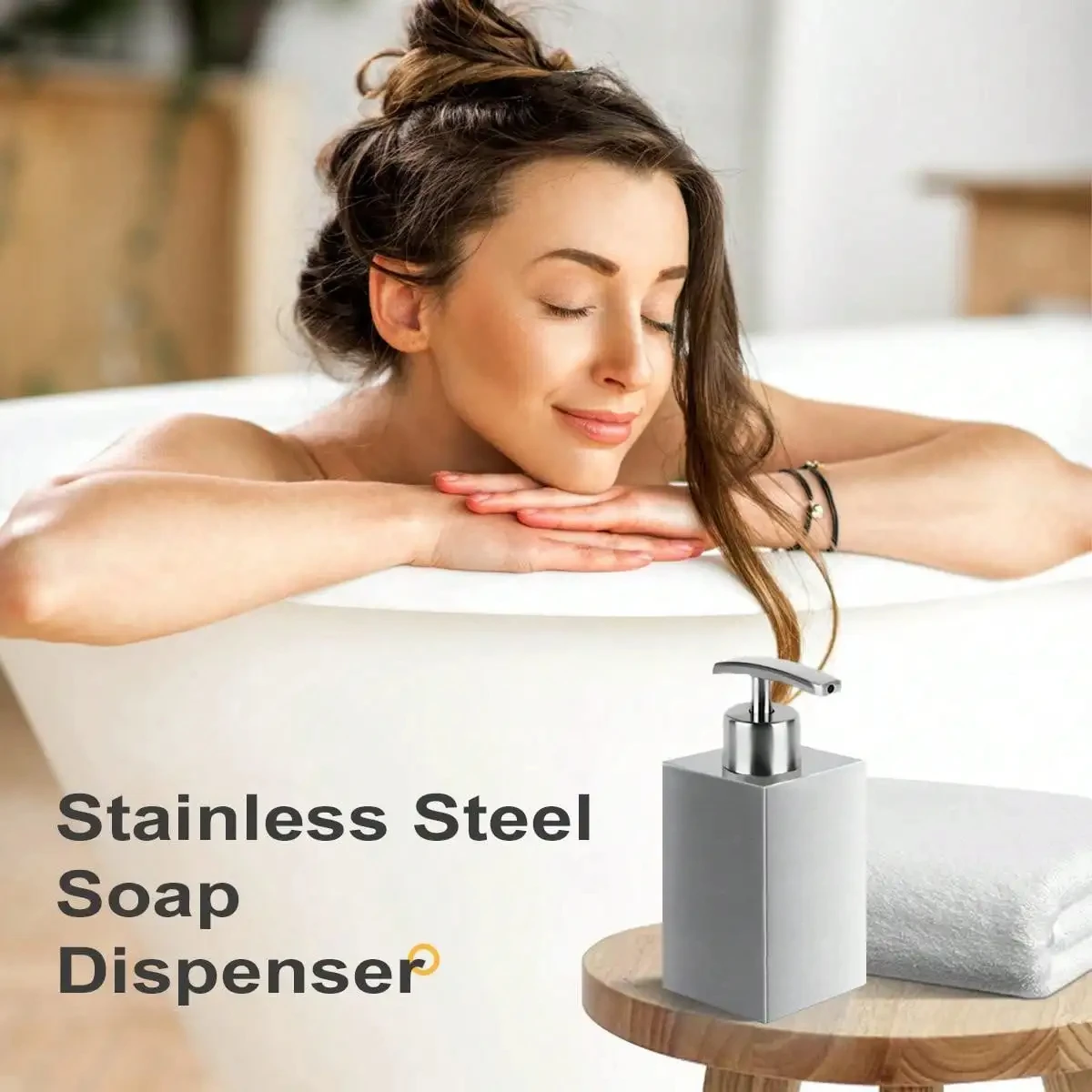 Leeseph Stainless Steel Soap Dispenser, Refillable Pump Bottles Liquid Soap Dispenser, for Kitchen Sink, Countertop, Bathroom