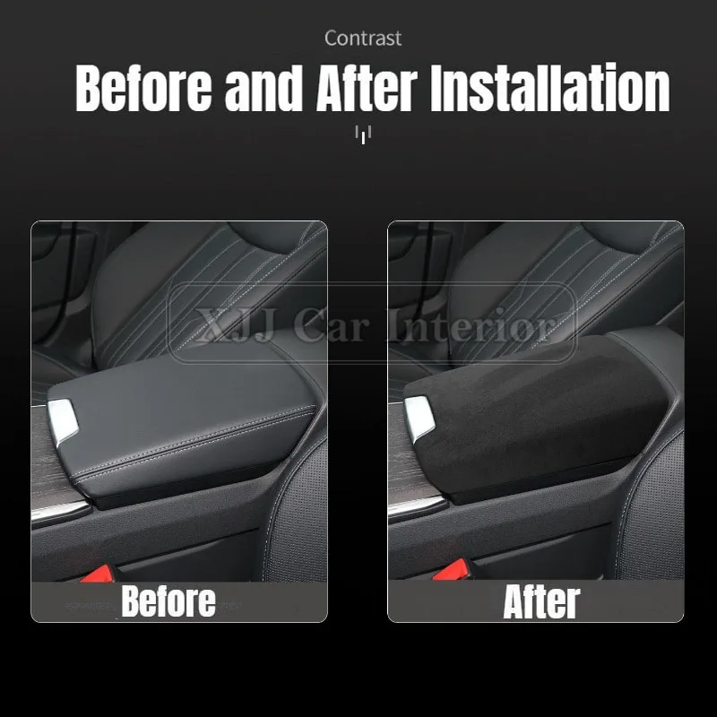 For Audi A6 A7 2019-2025 Suede Leather Center Console Armrest Protector Cover Interior Styling Accessories Auto Decoration Parts