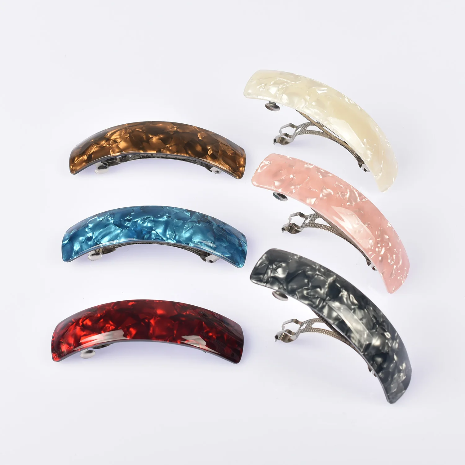 

6PCS/SET Acrylic Barrettes High Quality Floral Word Clip Spring Clip Geometric Updo Ponytail Clip