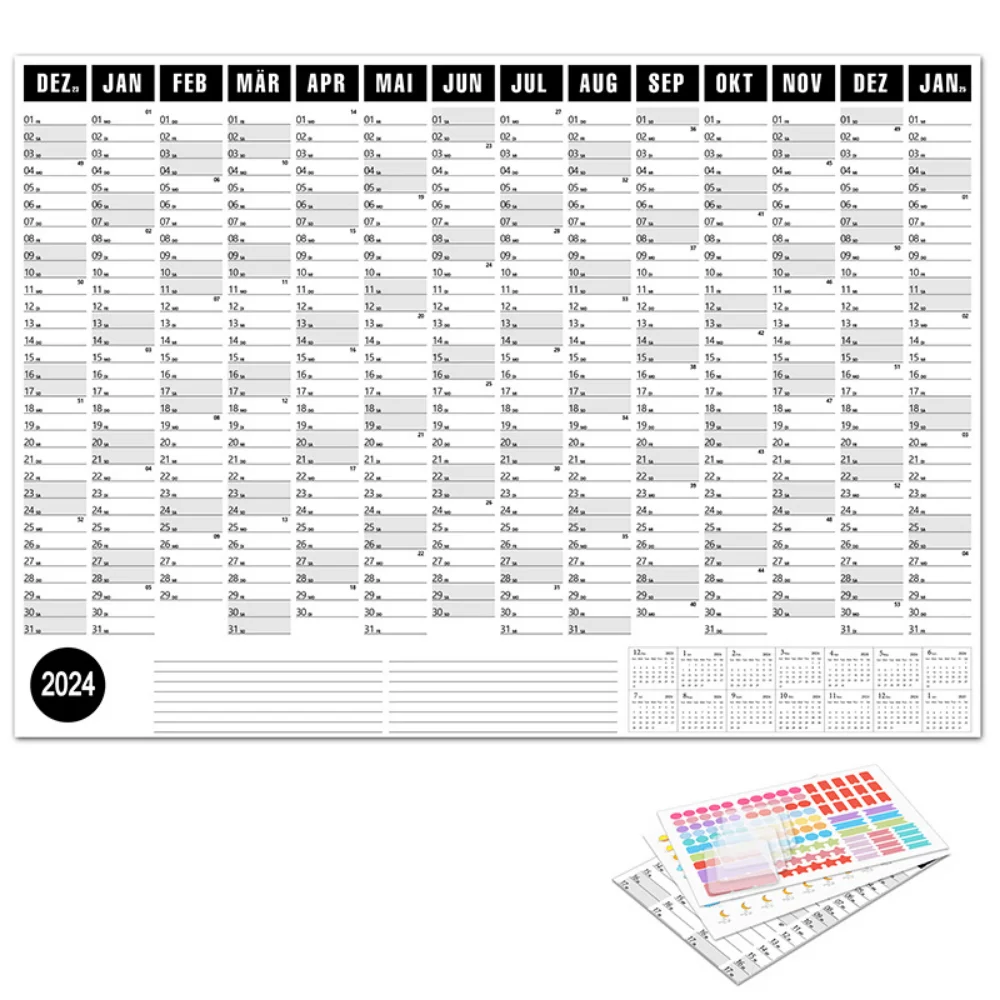 New 2024 Calendar Daily Schedule Planner Sheet Wall Calendar Yearly Weekly Annual Planner To Do List Agenda Organizer For Office