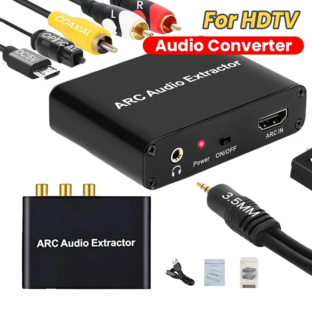 

1-2pcs HDMI-Compatible ARC Audio Extractor ARC To SPDIF Coaxial L/R 3.5mm Jack Extractor Return Channel Converter for HDTV Sound