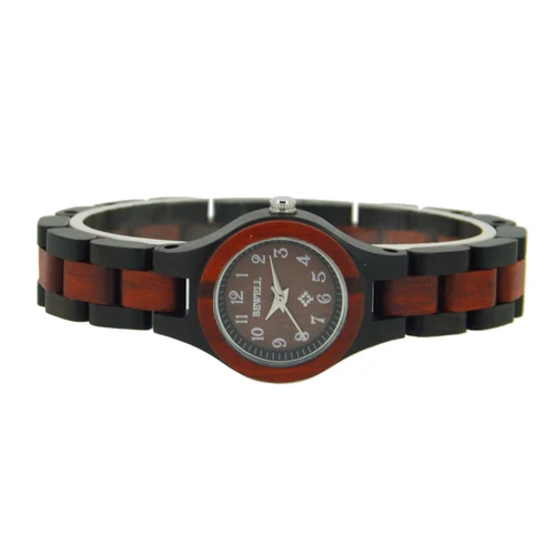 Imagen 2 del producto Reloj de madera para mujer, analógico, de cuarzo, hecho a mano, ligero, con esfera pequeña