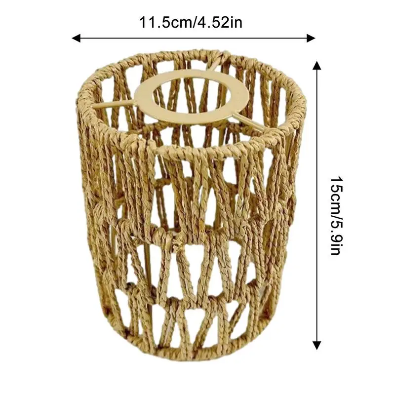 Rattanowe klosz do lampy małe odcienie Boho zastępczy wiszący kinkiet klosz wentylator sufitowy z lampą pokrywa Cylinder tkany abażur