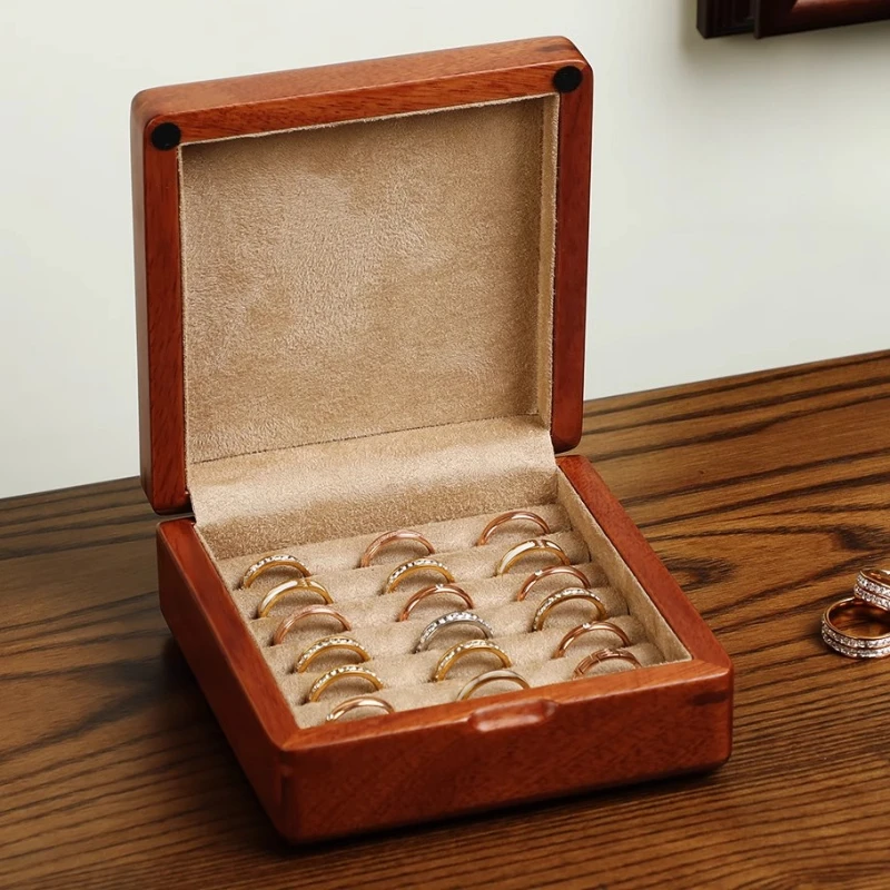 

Коробка для колец из цельного дерева, винтажные коробки для хранения колец и ожерелья, большая вместительная коробка-органайзер для сережек-манжет, портативные женские шкатулки для ювелирных изделий