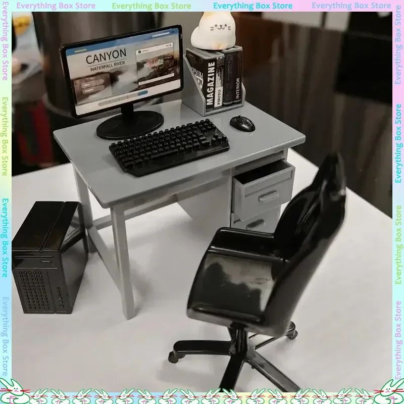 

Children'S Play Toys Mini Simulation Computer Desks Offices Miniature Scene Models Dolls Accessories Desktop Ornaments