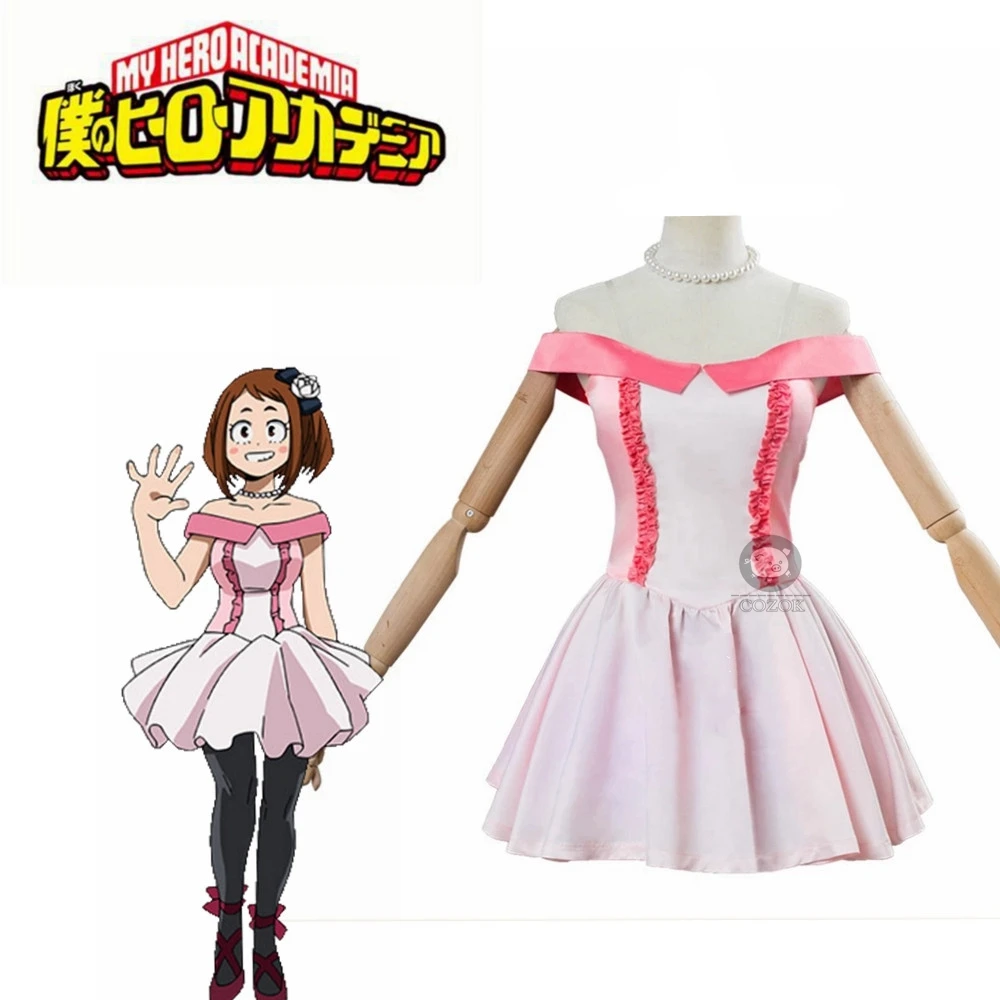 

Костюм для косплея Two Heroes Ochako Uraraka, розовое праздничное платье, карнавальный костюм для косплея