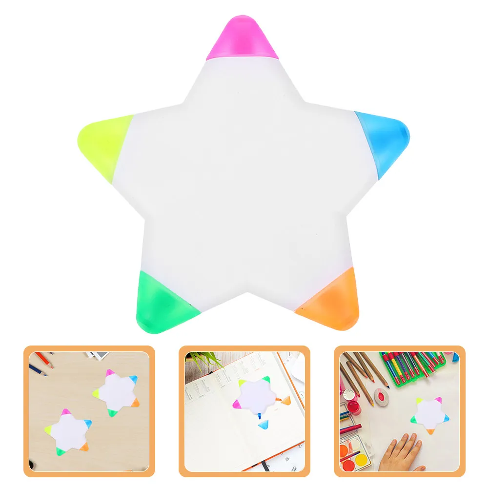 

5 Point Star Shaped Highlighters Bright Color Plastic Study Marker Pens for Students Teachers Office Work School Learning Note