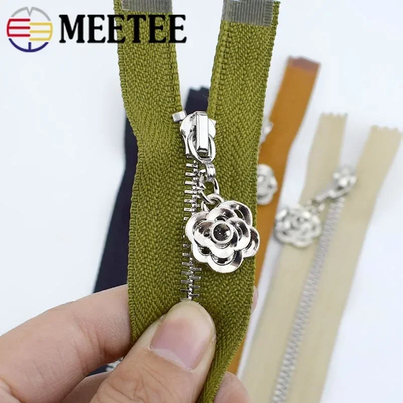 Meetee 2/5Pcs 3# Metal Zippers 18-70cm Auto Lock Closed&Open Zip for Sewing Bags Pocket Wallet Garment Zipper Repair Accessories