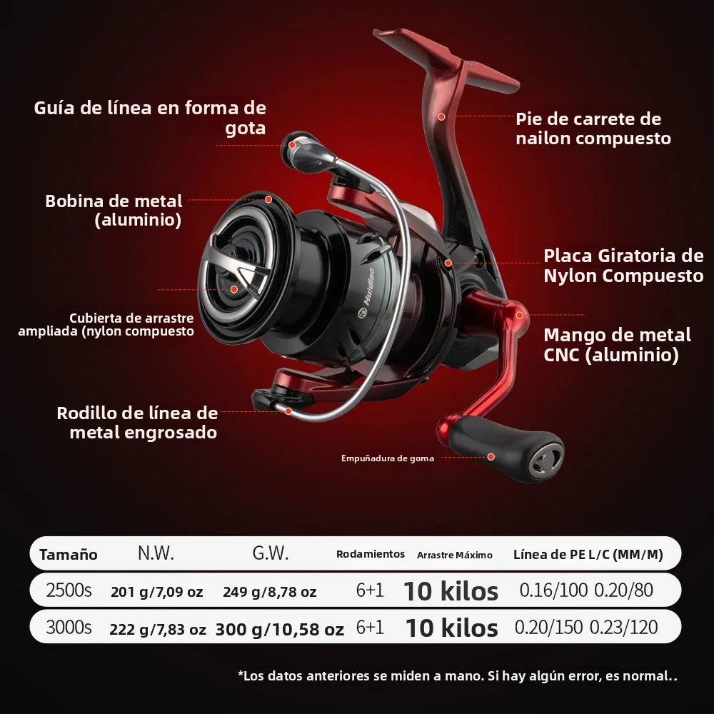Huidiao Carrete de Pesca Giratorio 2500/3000 – Doble Blindaje - imagen 5