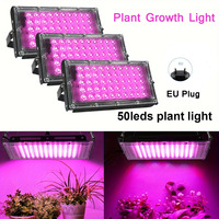 Full Spectrum LED Grow Light Phyto Lamp AC 220V 50W 100W with EU Plug for Greenhouse Hydroponic Plant Growth Floodlight Lighting