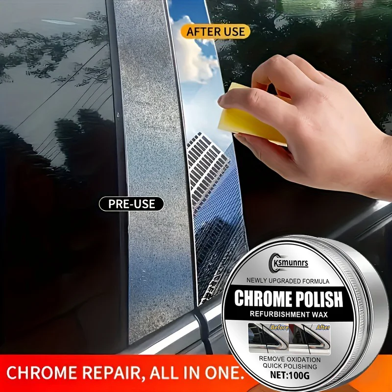 Car Chrome Parts Repair Polishing Paste - Scratch Remover for Door Handles, Window Frames, Emblems, Restores Shine & Protects Me