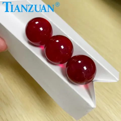 Red Color Ball Sphere Shape Artificial Ruby Corundum Stone Beads Loose Stone Without Hole For Jewelry Making DIY Material