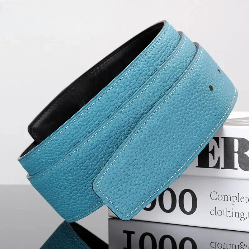 Luxury Belt Ultra-Thin Pointed Belt Headless Men And Women First Layer Cowhide Letter Buckle Replacement Buckleless Belts3.2/3.8