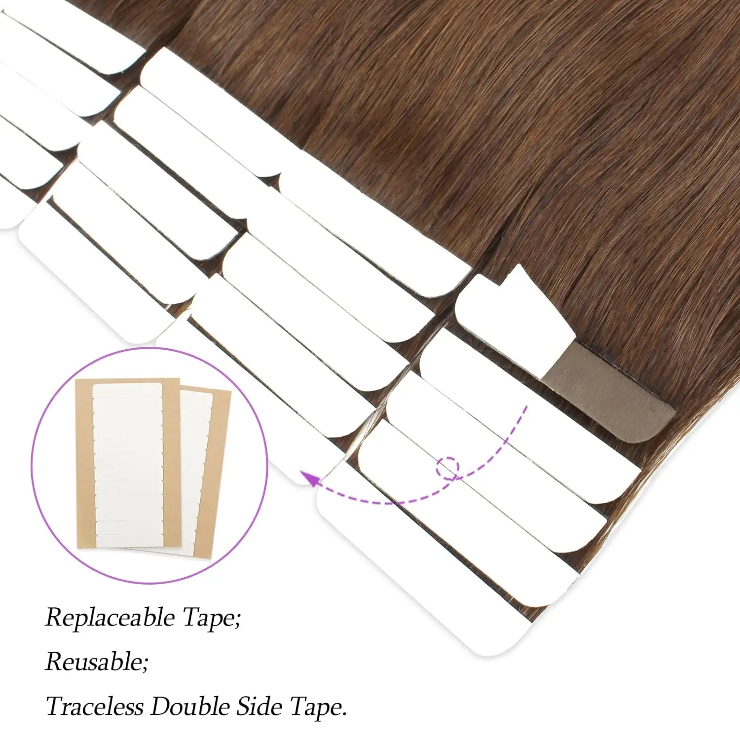 Tape In Hair Extensions Human Hair #4 Brown 100% Human Hair Extensions 40 Pcs Straight Hair Brazilian Human Hair For Women