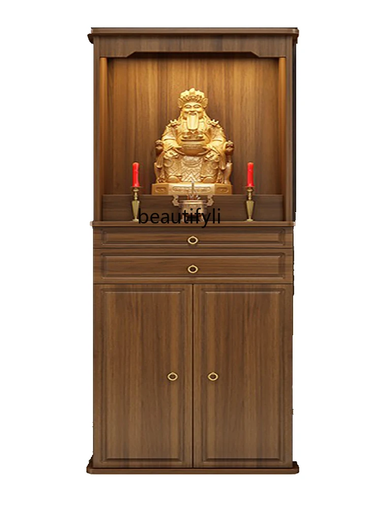 

Solid Wood Buddha Shrine Buddha Worship Clothes Closet New Chinese Altar Household Incense Worship Buddha Tribute Cabinet